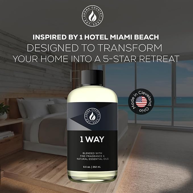Aroma Country 1 Way Diffuser Oil - Luxury Hotel Santal Fragrance Oil for Diffuser Refill Sandalwood Home Aroma Diffusers &amp Room Spray - My Way Premium Aromatherapy Oils &amp Home Scent (4 Fl Oz)