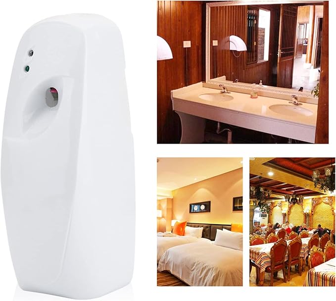 Automatic Air Freshener Dispenser 2 Pack White Home Indoor Wall Mounted Automatic Adjustable Air Freshener Fragrance Aerosol Spray Dispenser for Bathroom Public Restroom Hotel