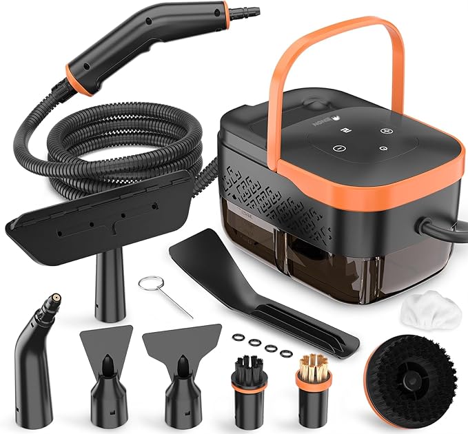 Steam Cleaner2500W Handheld Portable Steamer for Car - 6-Level Adjustable Steamer with 15S Heat-Up Large Water Tank &amp 17-Piece Accessory Kit - Deep Clean Grease Grout Tile Floors
