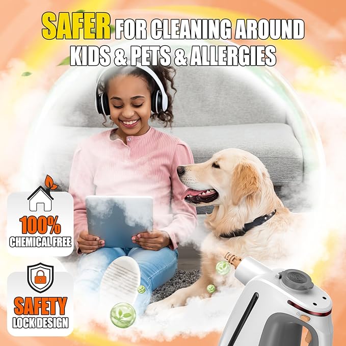 Heavy Duty Handheld Steam Cleaner for Cleaning with Lockable Steam Button&amp11pcs Accessories Unlimited Water Addition for Continuous Steaming Multi-Purpose Steamer for Cleaning Car Grout (grey)