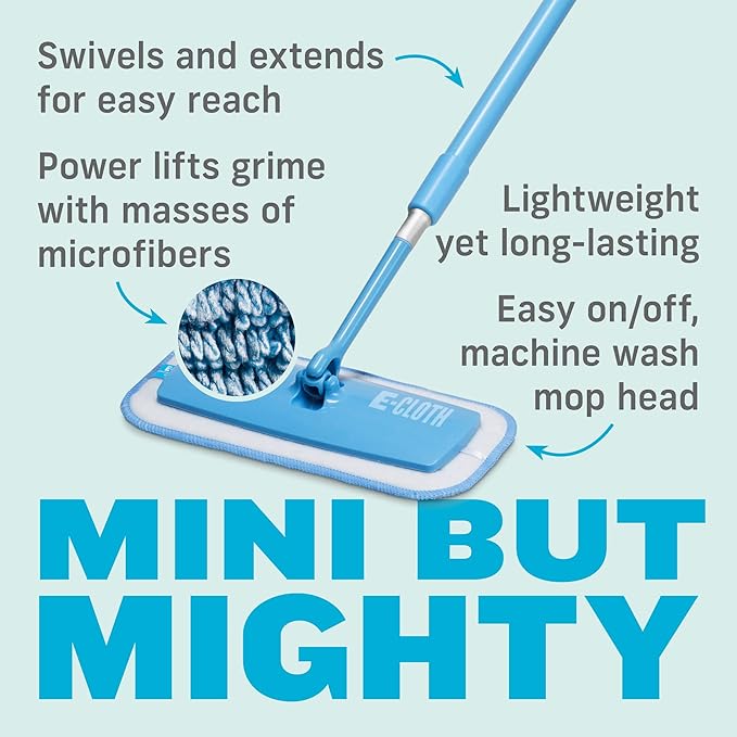 E-Cloth Mini Deep Clean Mop Premium Microfiber Mops for Floor Cleaning Great for Hardwood Laminate Tile and Stone Flooring Washable and Reusable 100 Wash Guarantee 1 Pack