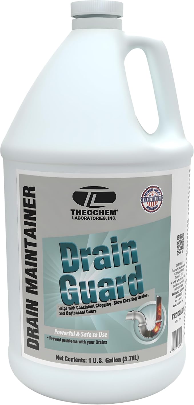 Drain Guard Bio-Enzymatic Sink/Drain Cleaner Commercial Grade Powerful Deodorizer for Grease Traps Slow Pipes Monthly Maintenance - 1 Gallon
