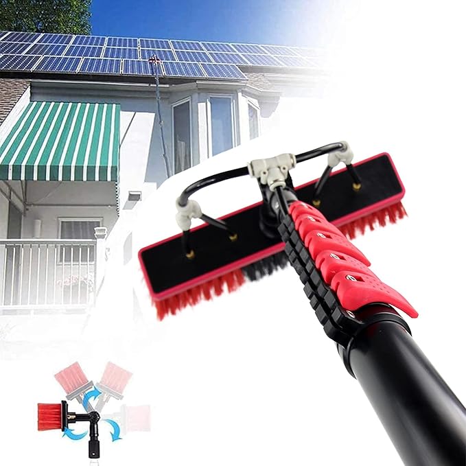 Water Fed Pole Kit Adjustable Window Cleaning Pole - Rotatable Brush Head Telescopic Cleaning and Washing Tool for Window Glass Solar Panel18FT/5.4M