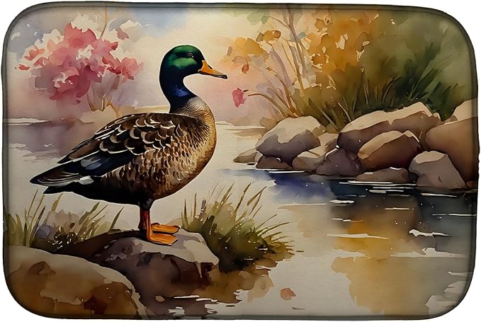 Caroline's Treasures DAC3179DDM American Black Duck Dish Drying Mat Absorbent Dish Drying Mat Pad for Kitchen Counter Dish Drainer Mat for Countertop 14 x 21 Multicolor