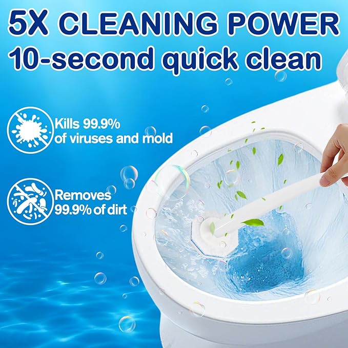 60 Count Toilet Wand Refills for Clorox Toilet Wand - Upgrade Fiber Toilet Brush 5X Cleaning Power Toilet Scrubber Refill Disposable Toilet Brush Heads for Bathroom Cleaning No Falling Apart