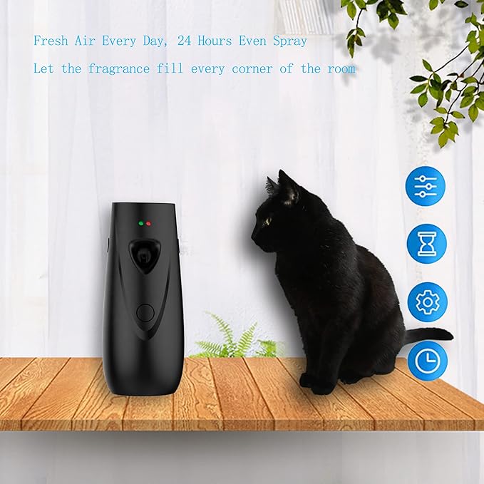 Automatic Air Fragrance Dispenser Home Wall-mounted Aerosol Spray Air Freshener for Home Offices Schools Restaurants Hotels Commercial Place (Black 1103)