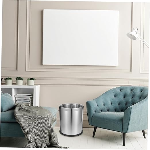 Office Bin Stainless Steel Trash Can Wastebasket Modern Table Trash Basket