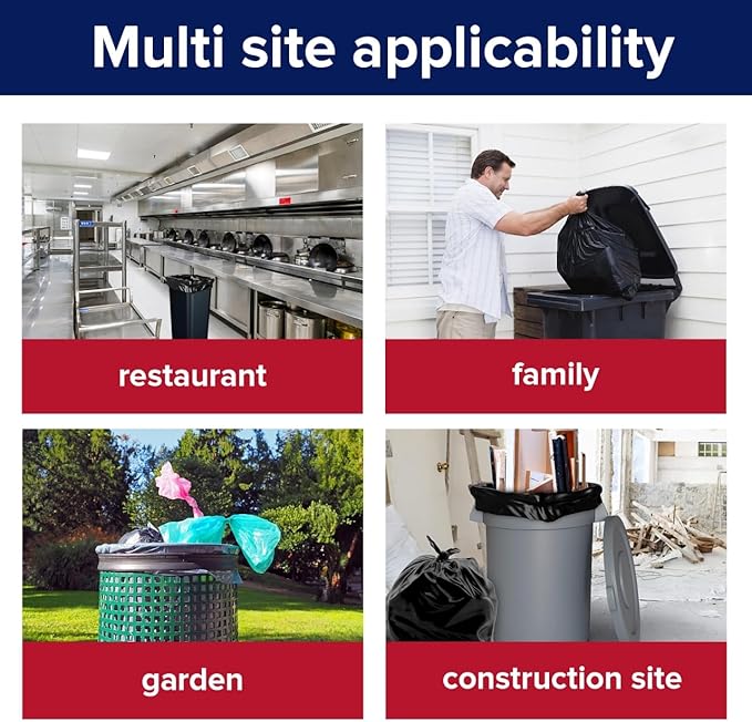 75 packs- 3Mils-Large 45-50 Gallons Contractor Trash Bags -38 * 46-black-Professional Heavy Duty Garbage Bags - Recommended for Renovation and Construction Sites- MADE IN USA-1775