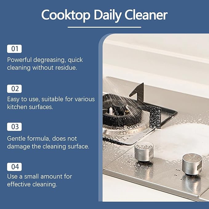 Stove Foam Cleaner Kitchen Grease &amp Stain Remover Home Use No Scratch Leaves Shine - With Cleaning Cloth(2PCS)