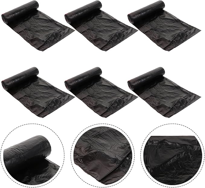 Disposable Plastic Trash Bags Drawstring 10 Packs 150pcs Black Plastic Garbage Bags for Household Waste Organizer Suitable for Kitchen Bathroom Office and Outdoor Use