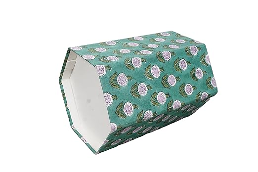 Generic 3.3 Gallon Cotton Hand Block Printed Paper Waste Basket |Small Decorative Trash Can for Housewarming Gifts in Living Room Bedroom Bathroom | Eco-Friendly Plastic-Free (1 GREEN)