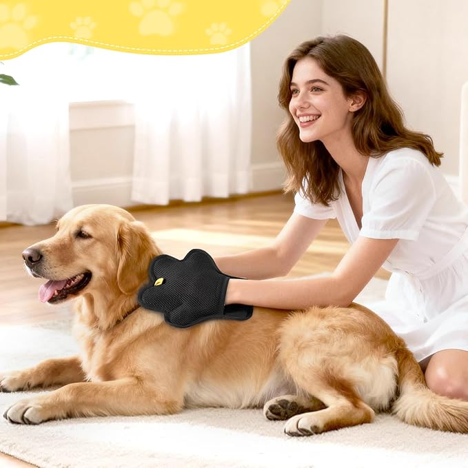 2PCS Pet Hair Removal Glove for Cats and DogsUpgrade Reusable Electrostatic Magic Brush Pet Hair Removal Grooming Gloves Tool for Furniture Bed SheetsCouchClothesCarpetCar Seat (2)