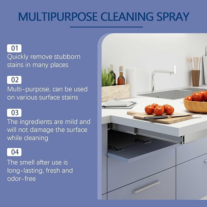 Multi-Purpose Cleaning Spray Heavy Duty Grease &amp Stain Remover For Kitchen Tiles Household Use Concentrated Formula(2PCS)
