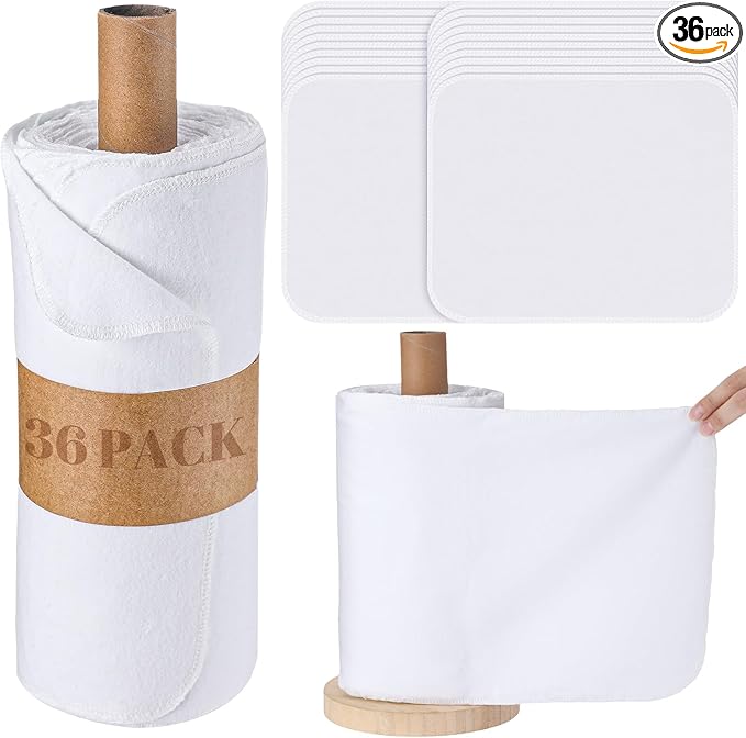 36 Pack Classic Reusable Cleaning Cloths Washable Cotton Kitchen Towels for Home(White)