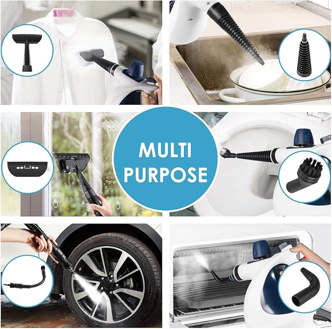 Unknown Handheld Pressurized Staem Cleaning with 9-Piece Accessory Set Multi-Surface All Natural for Home Kitchen Auto Patio and More 1 Blue-New Upgrade