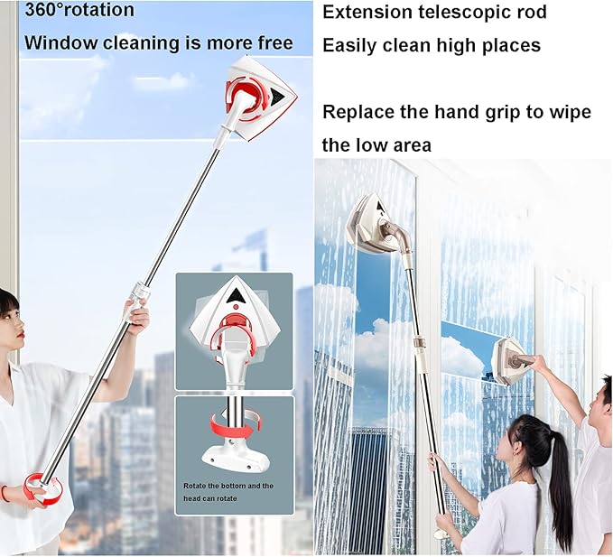 Magnetic Window Cleaner Double-Side Magnetic Glass Cleaner 5-28Mm for Glass Windows Doors Car Window Cleaner Adjustable Magnetic The Glider with Retractable DeBeige