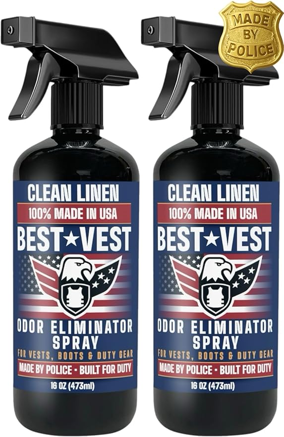 Odor Eliminator Spray for Tactical Gear &amp Body Armor – Clean Linen 16 oz (2-Pack) Made in USA – Gift for Police &amp First Responders
