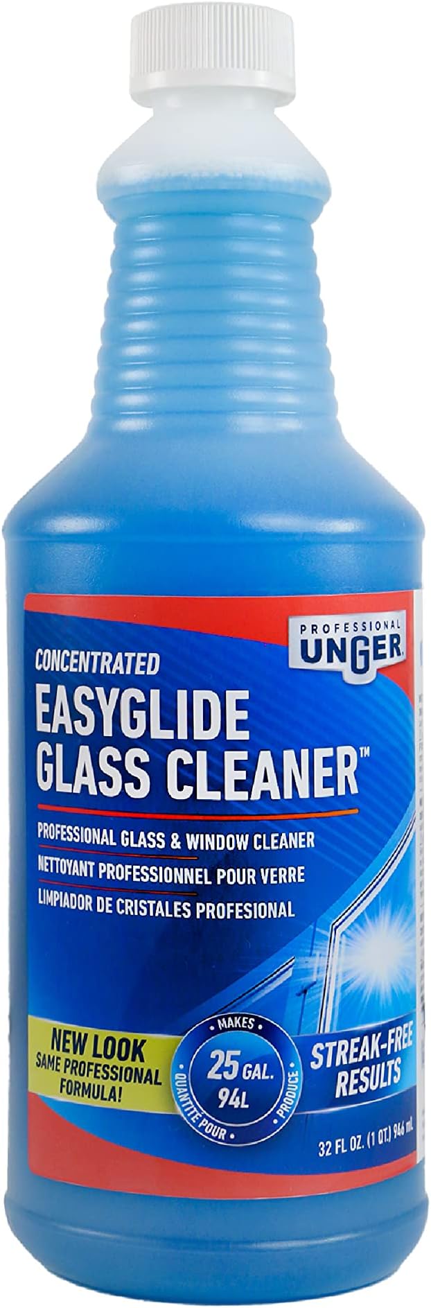 Unger Professional Performance Grip Window Cleaner Scrubber 14 and Unger Professional Streak-Free EasyGlide Glass Cleaner Concentrate 32 oz