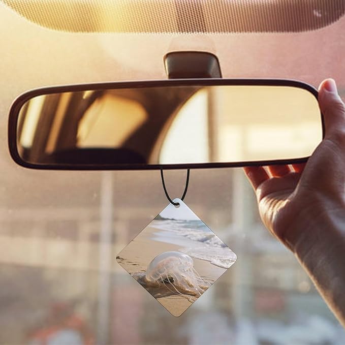 5PCS Car Air Freshener Hanging Personalized Double Sided Transparent Beach Car Fresheners Long Lasting New Cars Scents Cute Automotive Freshies for Closets Drawers (tea)
