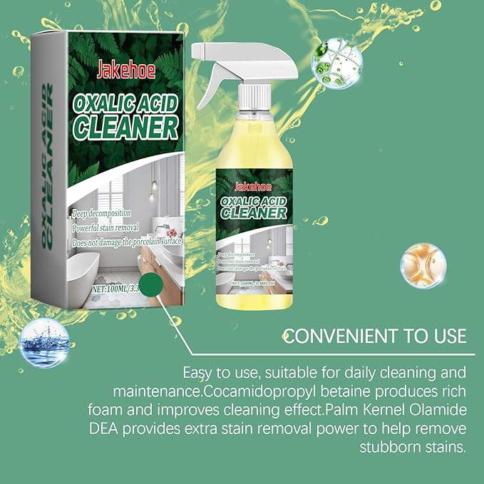 Oxalic Acid Cleaner Powerful Stain Removal Spray for Bathroom Toilet Porcelain 100ml/3.38oz Multi-Surface Deep Cleaning