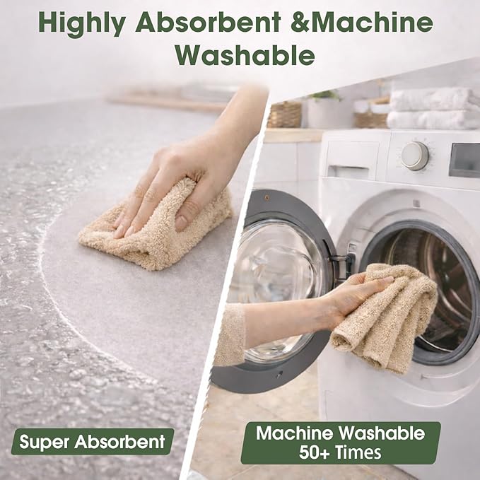 Microfiber Cleaning Cloth Roll - 100 Pack Tear Away Microfiber Paper Towels Reusable Washable Scratch-Free Kitchen Towels for Car Home Kitchen Glass Dishes (Wheat Beige)