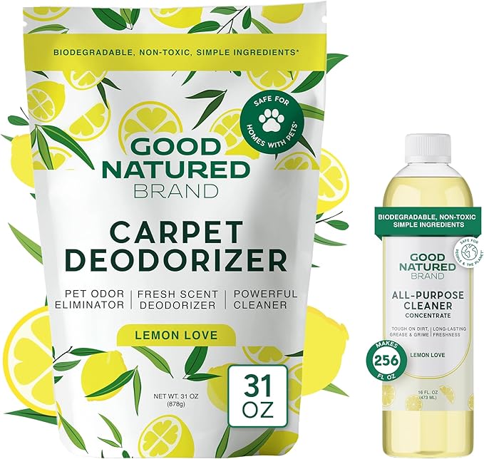 Good Natured Brand | Carpet Deodorizer 31 oz Lemon Love &amp All-Purpose Cleaner Concentrate 16 oz Lemon Love