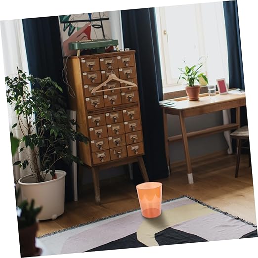Modern Simple Orange Flower Bucket and Trash Can Medium Size Plastic Creative Storage Wastebasket for Home Office Bedroom Use