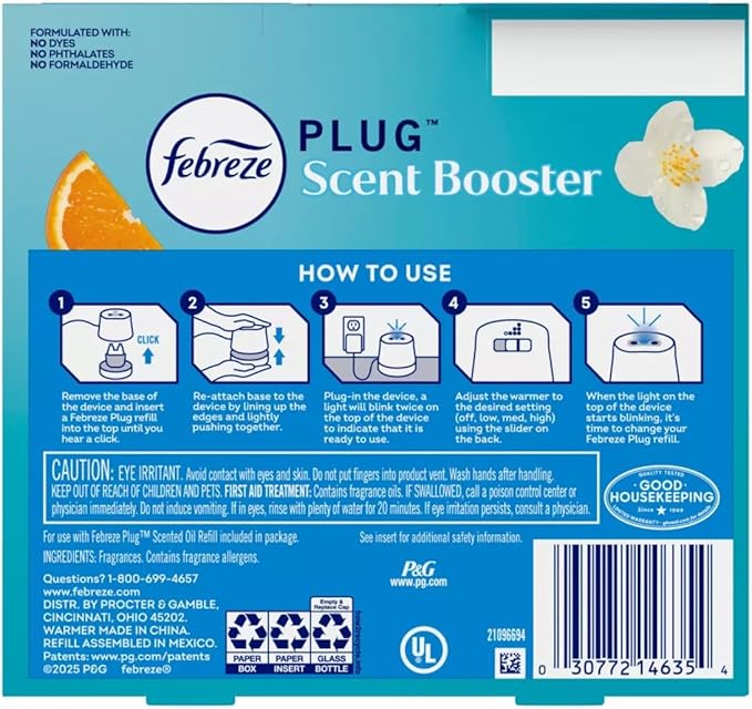Feb-reze Plug Scent Booster Refresh &amp Energize Starter Kit: Electric Oil Air Fresheners - 2 Pack