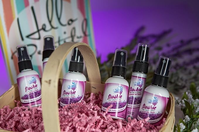 Flushie Pre-Toilet Spray 1oz Assorted Mix 4-Pack and 16oz Refill Lavender Bundle