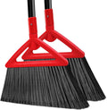 Heavy Duty Broom Outdoor and Indoor 2 Pack Upgraded Commercial Angle Brooms Perfect Red Broom of House Kitchen Garage Courtyard