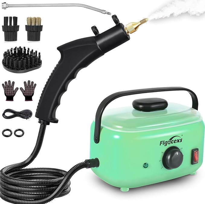 Steam CleanersHigh Powered 2500W Steam Cleaner for Home and Car Handheld with 3 Brush Heads and 2L Tank for Multi Surface Cleaning