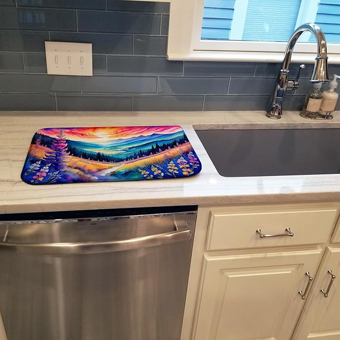 Caroline's Treasures DAC1406DDM Annual Larkspur in Color Dish Drying Mat Absorbent Dish Drying Mat Pad for Kitchen Counter Dish Drainer Mat for Countertop 14 x 21 Multicolor