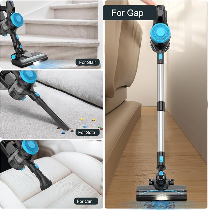 HAUSMEISTER VoltVac Go Cordless Vacuum Cleaner for Home Pet Hair 30000PA for Carpets Hard Floors 50Min Portable Handheld Rechargeable Vacuum 2 HEPA Filters Lightweight