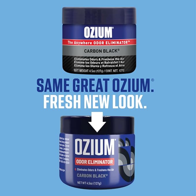Ozium Air Sanitizer 4.5 oz Gel: Odor Eliminator for Strong Odor Car Air Freshener (Carbon Black 2 Packs)