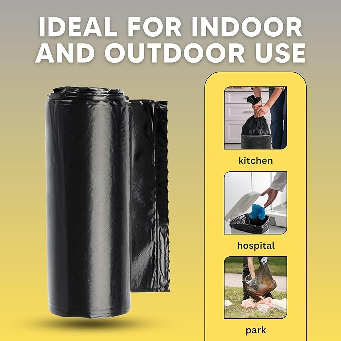 The Original Poop Bags® 45 Gallon Trash Bags 100 Count – Heavy Duty Leak-Resistant Plant-Based Garbage Bags for Pet Kitchen &amp Commercial Use – Black