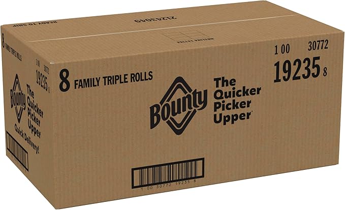 Bounty Quick-Size Paper Towels White 8 Family Triple Rolls = 27 Regular Rolls