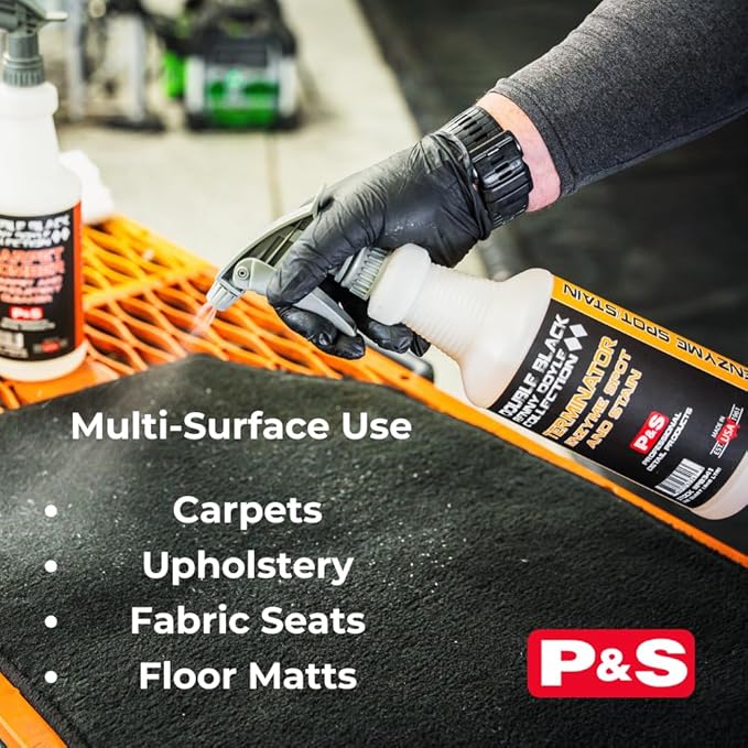 P &amp S Professional Detail Products Terminator Enzyme Spot &amp Stain Remover – Professional Upholstery &amp Carpet Cleaner Eliminates Grease Dirt Protein-Based Stains Fresh Scent - 1 Gallon