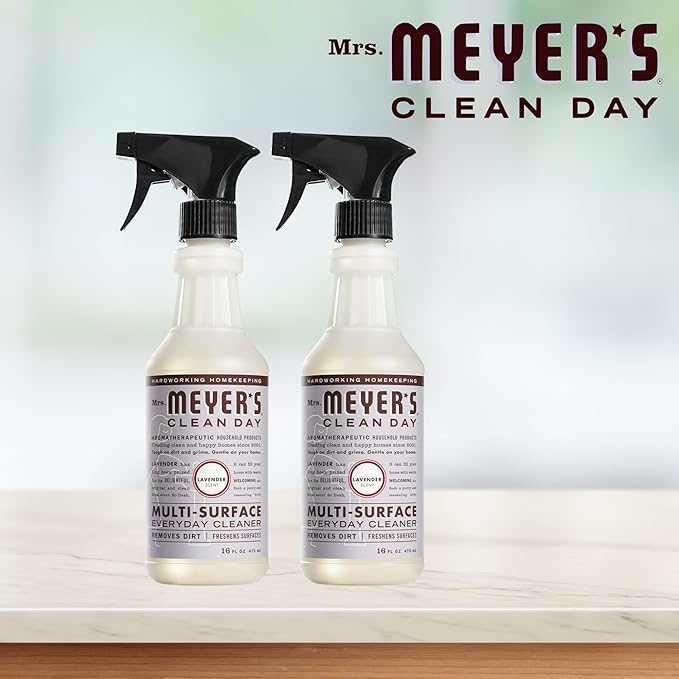 Mrs. Meyer's Lavender Multi-Surface Cleaner Set - 2x16oz Spray Bottles and Premium Microfiber Towel
