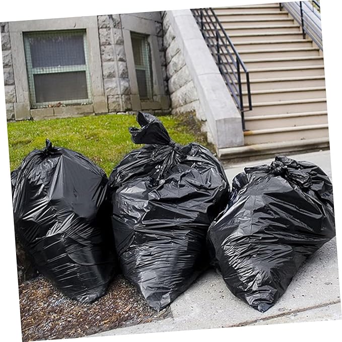 50pcs Heavy Duty Large Garbage Bags 80x100cm Contractor Trash Bags for Outdoor Commercial Gardening and Kitchen Use Black 100l Capacity