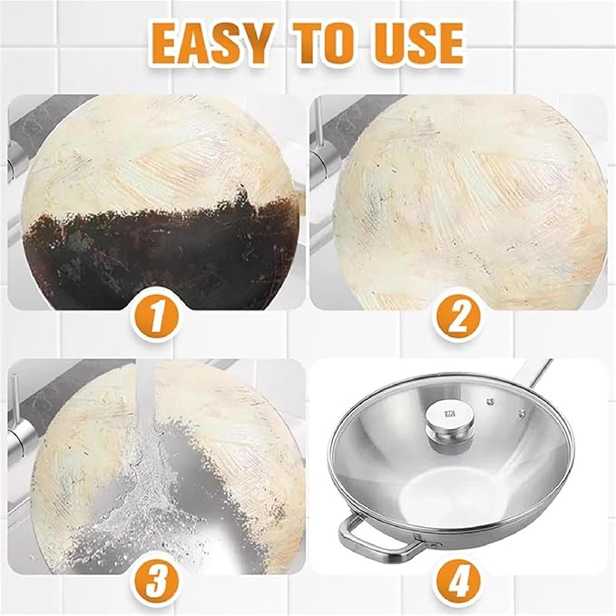 Powerful Burnt Residue Remover Paste for Cookware Black Cleaning Film for Pot Bottom Multi Purpose Powerful Cleaner for Kitchen Pots &amp Grills (2pcs)