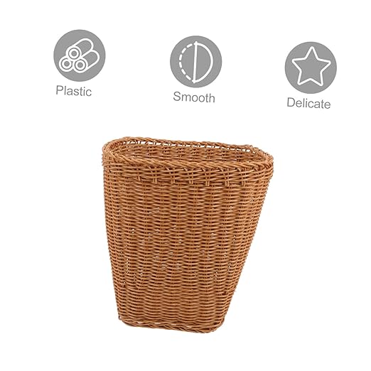 Multi-Functional Woven Storage Basket Rustic Rattan Wastebasket for Bedroom Living Room and Office Decorative Sundries Organizer for Compact Spaces