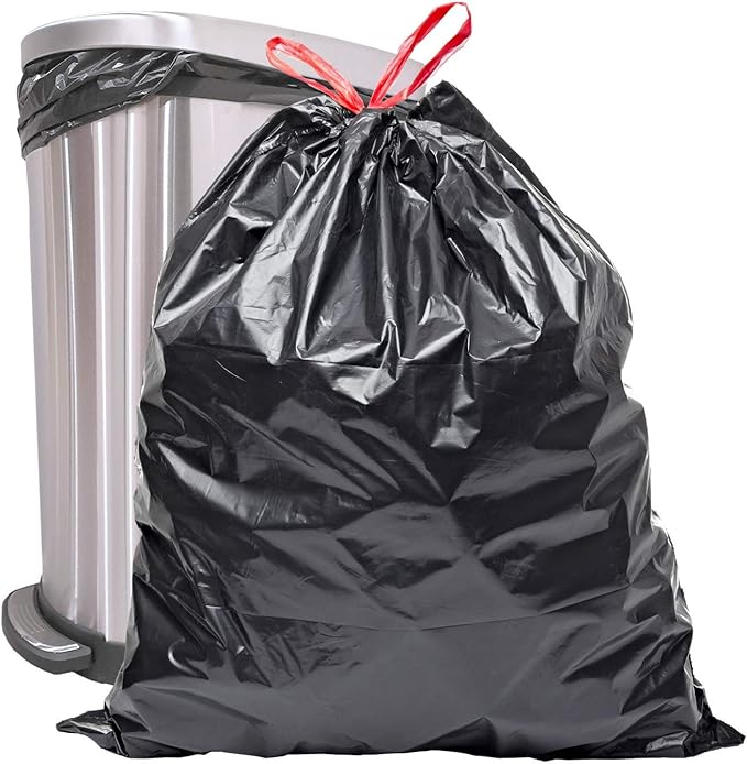 Reli. 39 Gallon Trash Bags Drawstring (200 Count Bulk) Large 39 Gallon Heavy Duty Drawstring Trash Bags - Black Garbage 39Gal Capacity Lawn Leaf (39Gal)