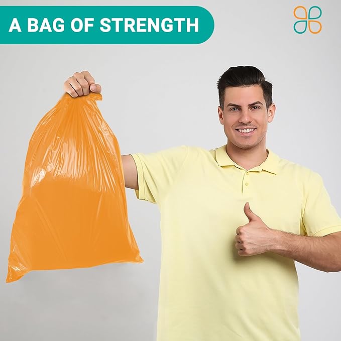 PlasticMill Heavy Duty Trash Bags - Orange Garbage Bags - Plastic Trash Bags - Tall Trash Bags Trash Can Liners - 33-Gallon Large Kitchen Trash Bags 1.2 Mil 33x39 (100-Count)