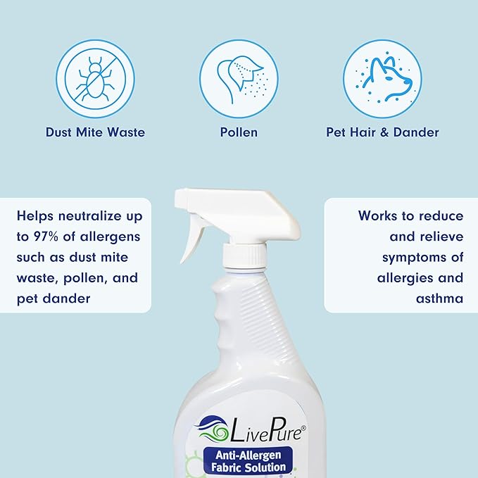 LivePure Anti-Allergen 32 OZ Fabric Spray for Household Surfaces 2 Pack