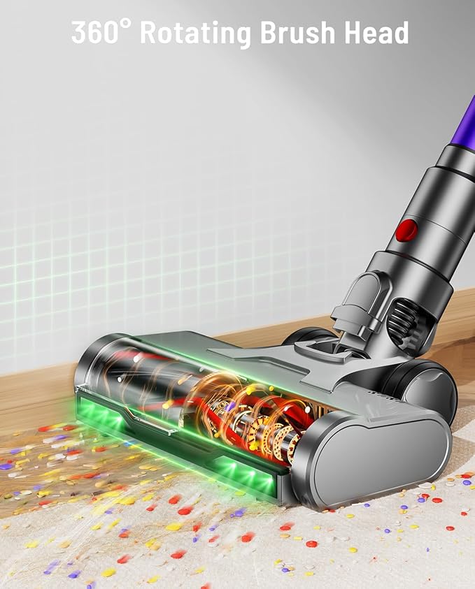 Cordless Vacuum Cleaner 650W 55KPA 70Min Powerful Vacuum Cleaners for Home Self-Standing Stick Vacuum Cordless Rechargeable/ Anti-Tangle/OLED Screen/1.8L Cup for Home Pet Hair/Carpet/Hardwood Floor