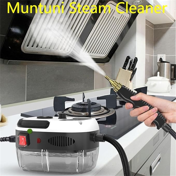 Eigoods 2500w Handheld High-Temperature Pressurized Cleaner 2500w Handheld High-Temperature Pressurized Steam Cleanerwith Brush Heads and 1000ml Tank for Home Car Kitchen (Black)