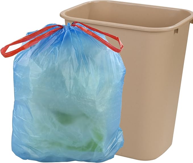 13 Gallon Drawstring Kitchen Garbage Bags (Blue 110 Counts/2 Rolls)