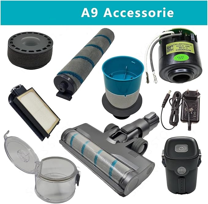 AgaShi Handheld Cordless Vacuum Cleaner Spare PartsRoller Brush HEPA FilterDust CupPower AdapterMotor AccessorieCompatible for VIOMI A9 (Color : Roller Brush)