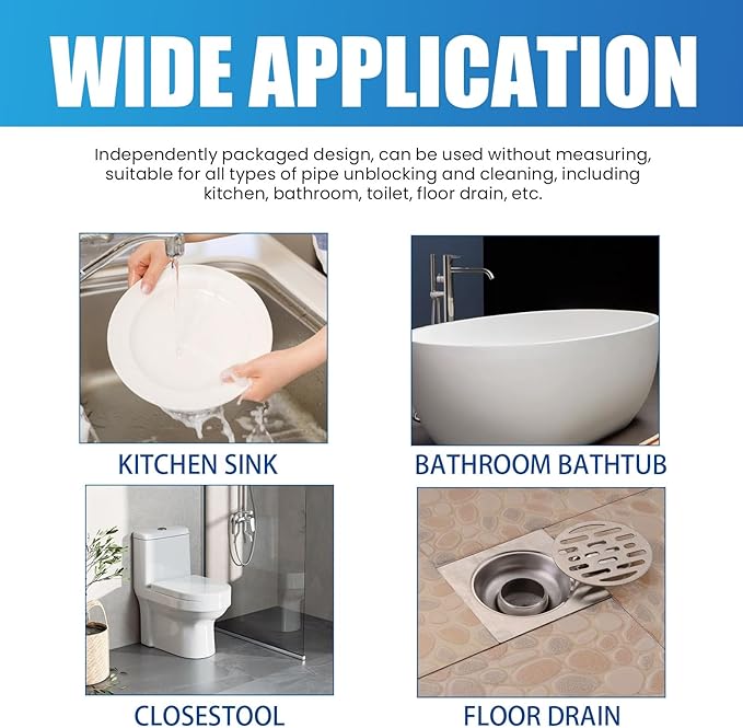 Drain Clog Remover Powder for Toilet and Kitchen - Unclog Prevent Blockages Deodorize &amp Clean Sewer Pipes Effortlessly(2PCS)