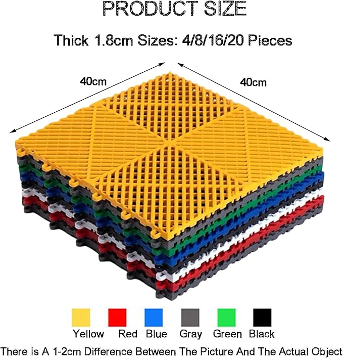 Trench Drainage GrateDrain Covers OutdoorInterlocking Floor Tiles 40x40x1.8cm 11000 LBS Load Capacity Multicolor Multiple Package Sizes(Black8 pieces)
